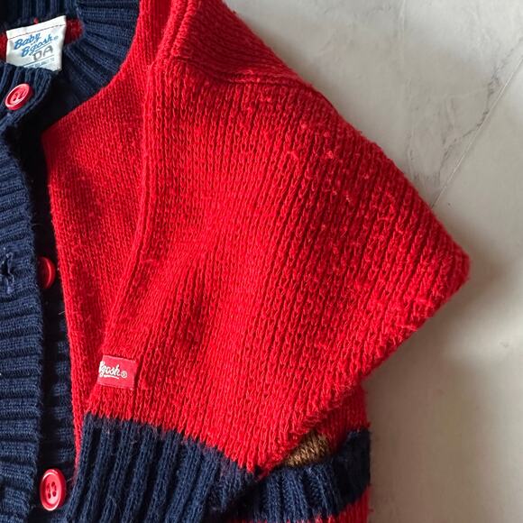 Vintage baby b’gosh red button up cardigan sweater teddy bear sz 12 months bow - Picture 9 of 10
